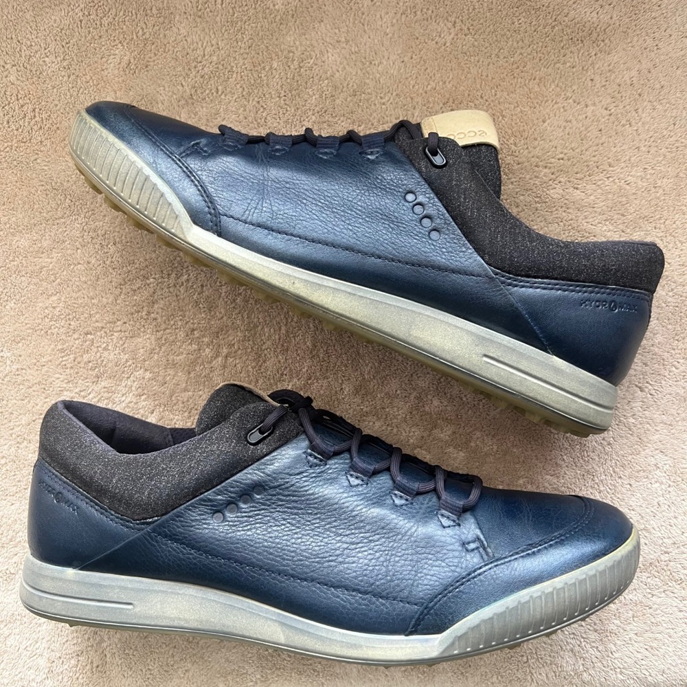 ECCO Men 9-9.5 EU43 Street Retro Hybrid Spikeless Golf Dark Blue Leather Sneaker
